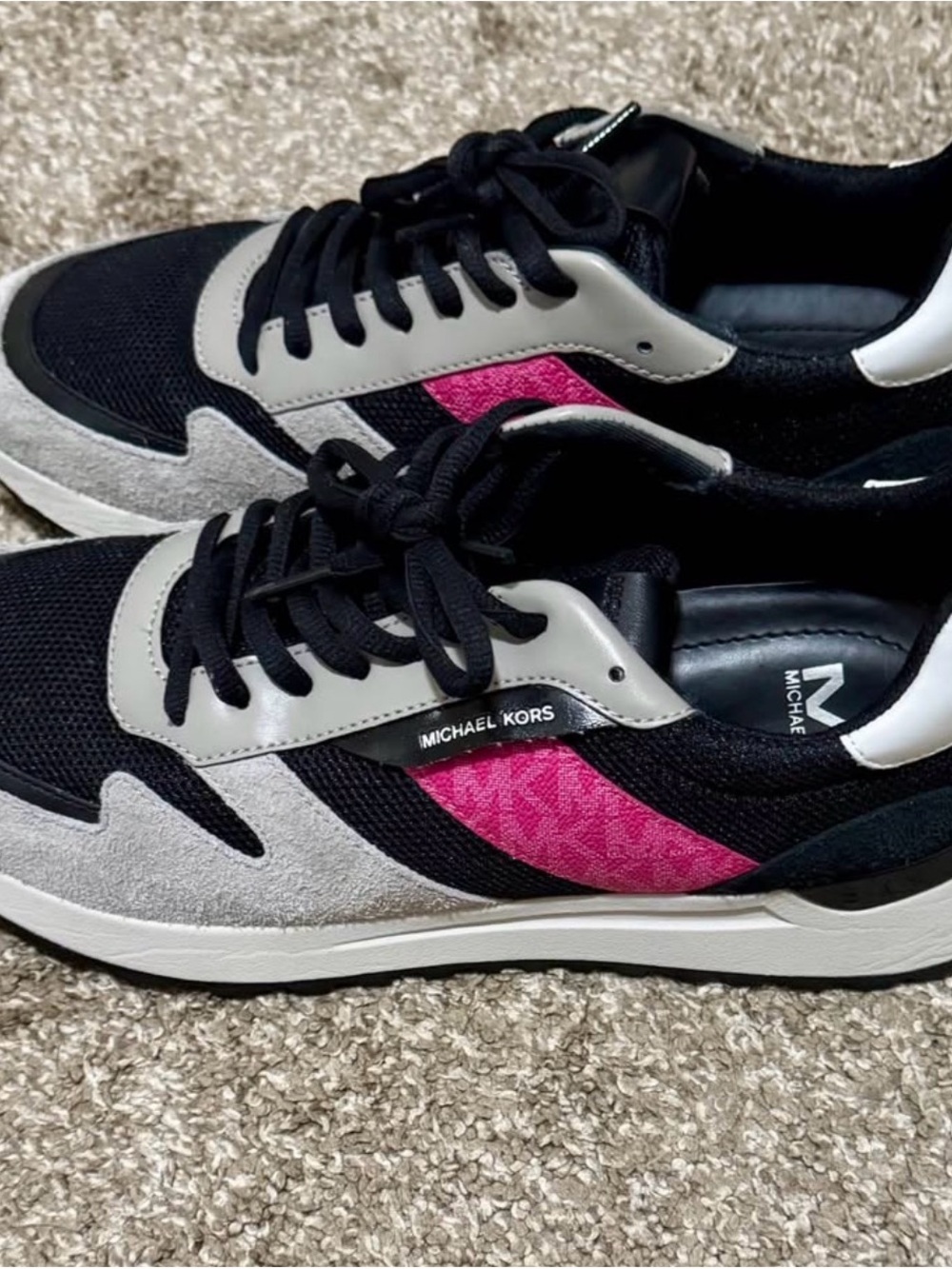 Michael Kors Black, Gray & Pink Logo-Trim Sneakers - Picture 3 of 5